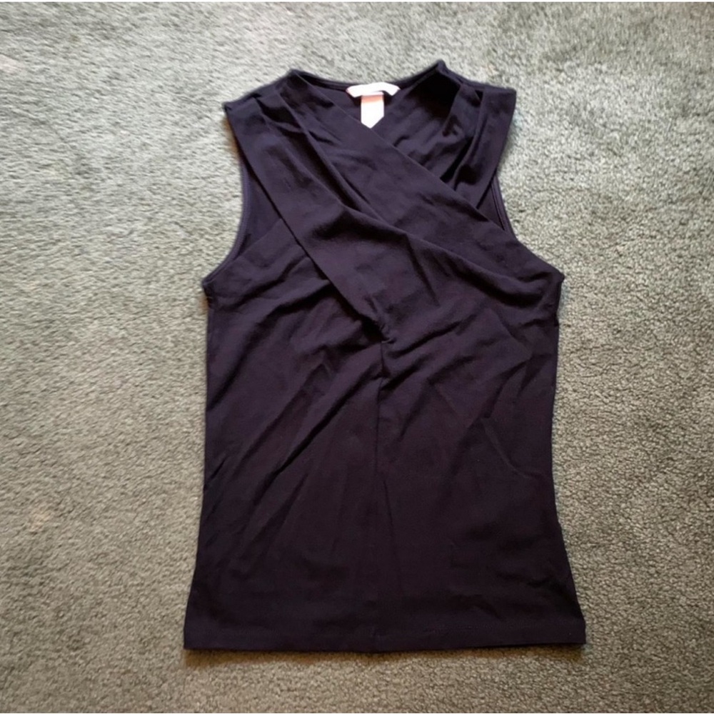 New H&M Black Stretchy Crossover Tank Top Size 6 Fits XS Small